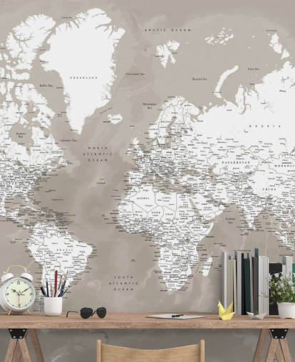 brown and white world map wallpaper