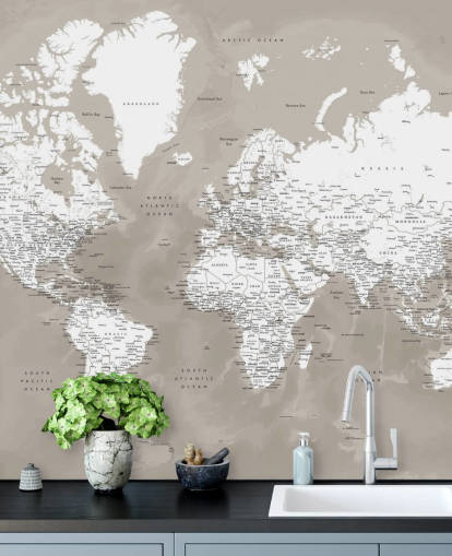 fond d'écran carte du monde marron et blanc