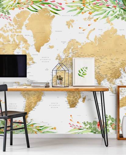 pink and green greenery framing a world map wallpaper pink and green greenery framing a world map wallpaper