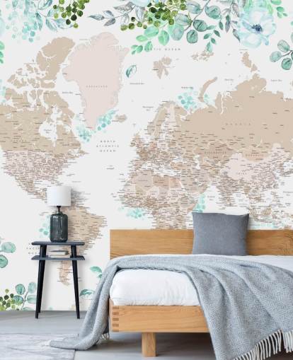 beige and brown world map surrounded by greenery frame wallpaper beige and brown world map surrounded by greenery frame wallpaper