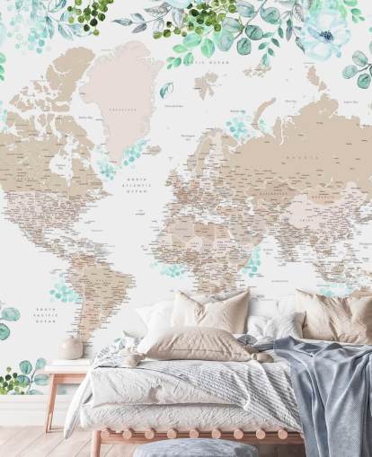 carta da parati con mappa del mondo beige e marrone circondata dal verde carta da parati con mappa del mondo beige e marrone circondata dal verde