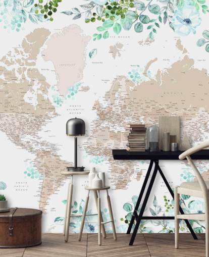 beige and brown world map surrounded by greenery frame wallpaper beige and brown world map surrounded by greenery frame wallpaper