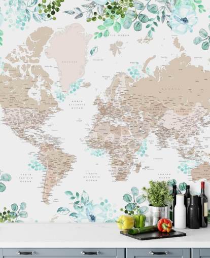 beige and brown world map surrounded by greenery frame wallpaper beige and brown world map surrounded by greenery frame wallpaper