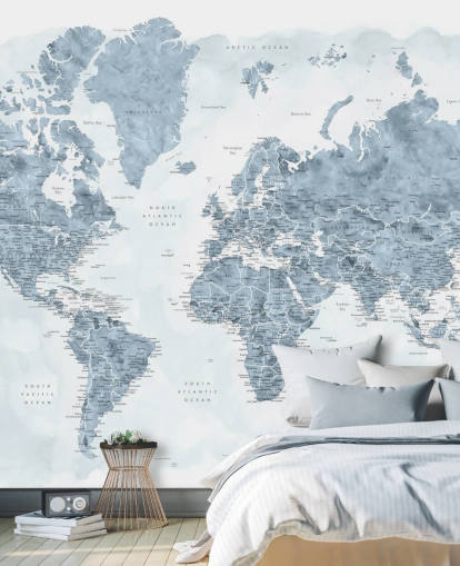 grey and white world map wallpaper