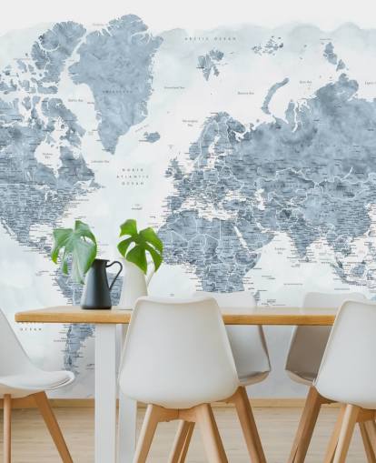 papel de parede do mapa do mundo cinza e branco