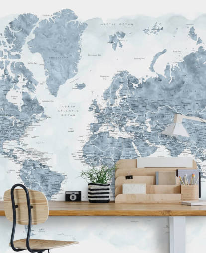 papel de parede do mapa do mundo cinza e branco