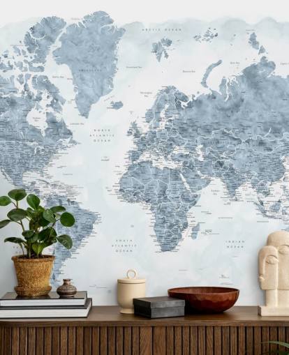 papel de parede do mapa do mundo cinza e branco