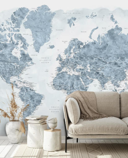 carta da parati mappa del mondo grigio e bianco