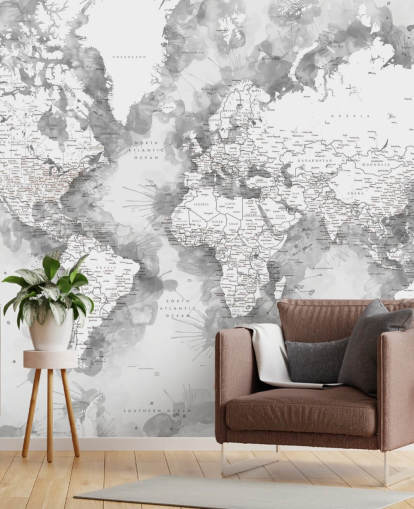 fondo de pantalla de mapa del mundo pintado con acuarela detallada gris y blanco fondo de pantalla de mapa del mundo pintado con acuarela detallada gris y blanco