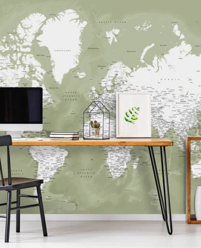 sage green and white watercolour world map wall mural sage green and white watercolour world map wall mural