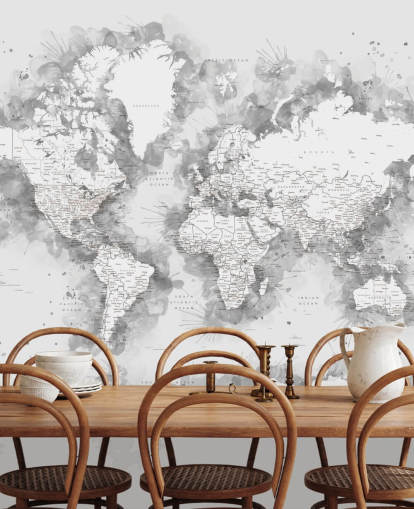 grey watercolour world map with large part of Antarctic wallpaper