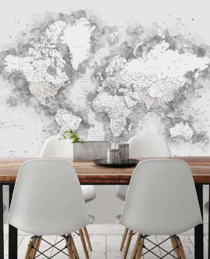 mapa del mundo en acuarela gris con gran parte de papel tapiz antártico