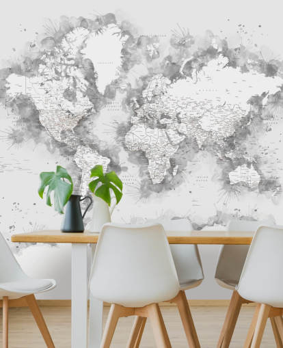 grå akvarel verdenskort med stor del af Antarktis tapet grå akvarel verdenskort med stor del af Antarktis tapet