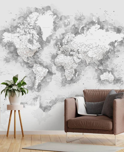 mappa del mondo acquerello grigio con gran parte della carta da parati antartica mappa del mondo acquerello grigio con gran parte della carta da parati antartica