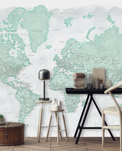 fondo de pantalla de mapa mundial gris pálido y verde menta fondo de pantalla de mapa mundial gris pálido y verde menta