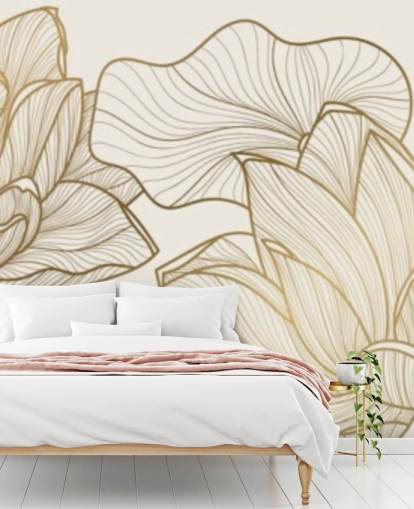 off weiß und gold Lotus-Illustration Tapete off weiß und gold Lotus-Illustration Tapete