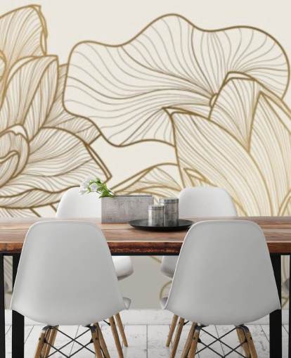 papel de parede ilustração de lótus branco e dourado