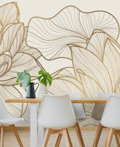 papel de parede ilustração de lótus branco e dourado papel de parede ilustração de lótus branco e dourado