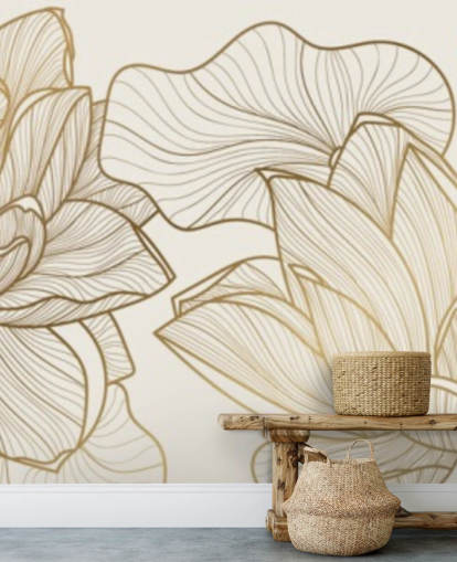 fond d'écran d'illustration de lotus blanc cassé et or