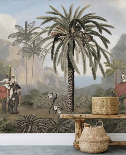 mural vintage ilustrado de la jungla llamado Elephant Elegance de Sir Edward para dormitorios y salas de estar mural vintage ilustrado de la jungla llamado Elephant Elegance de Sir Edward para dormitorios y salas de estar