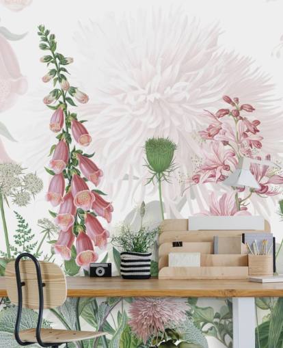 illustrated pink foxgloves and greenery wallpaper illustrated pink foxgloves and greenery wallpaper