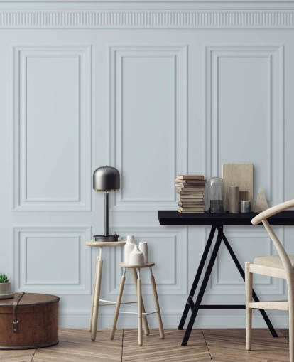 white custom panel wallpaper mural called Off White Panel for dining rooms, kitchens and living rooms