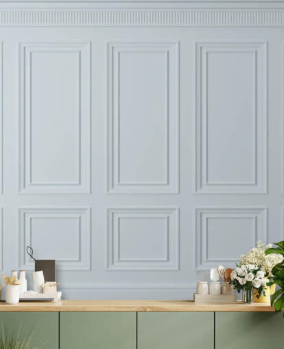 hvitt tilpasset panel tapet veggmaleri kalt Off White Panel for spisestuer, kjøkken og stuer