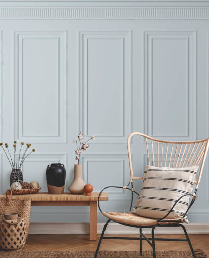 carta da parati murale con pannello personalizzato bianco chiamato Off White Panel per sale da pranzo, cucine e salotti