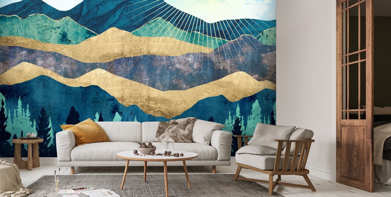 Blue Forest Wall Mural Wallsauce UK