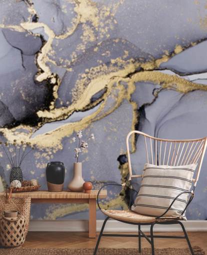 sininen ja kultainen vesiväritapetti seinämaalaus nimeltä Blue with Gold Watercolor makuuhuoneisiin, kylpyhuoneisiin ja keittiöihin sininen ja kultainen vesiväritapetti seinämaalaus nimeltä Blue with Gold Watercolor makuuhuoneisiin, kylpyhuoneisiin ja keittiöihin