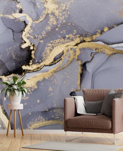 mural de papel de parede em aquarela azul e dourado chamado Blue with Gold Watercolour para quartos, banheiros e cozinhas mural de papel de parede em aquarela azul e dourado chamado Blue with Gold Watercolour para quartos, banheiros e cozinhas