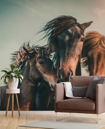 fondo de pantalla de fotos de tres caballos marrones