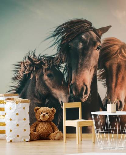 fondo de pantalla de fotos de tres caballos marrones