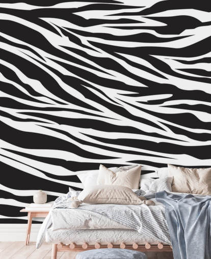 Sort og hvid Zebra Print vægmaleri Sort og hvid Zebra Print vægmaleri