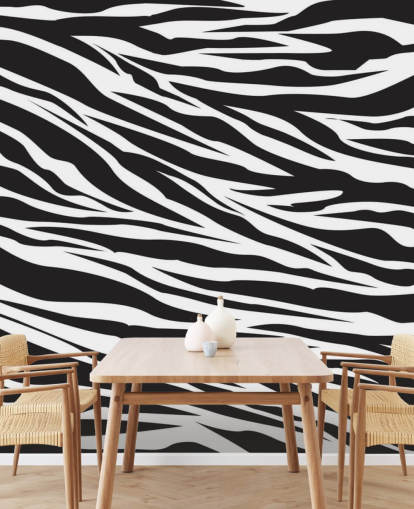 Zwart-witte muurschildering met zebraprint