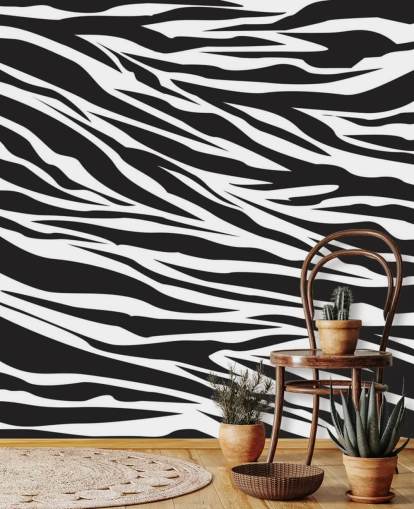Black and White Zebra Print Wall Mural Black and White Zebra Print Wall Mural