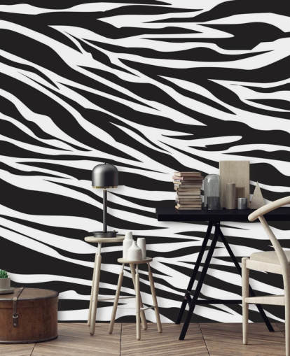 Black and White Zebra Print Wall Mural