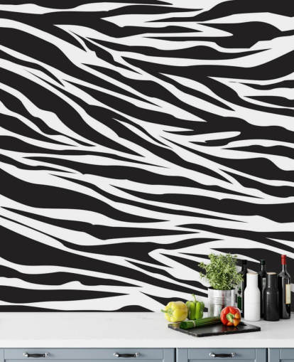 Svart og hvitt Zebra Print Veggmaleri