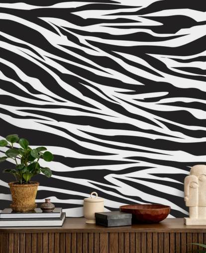 Black and White Zebra Print Wall Mural