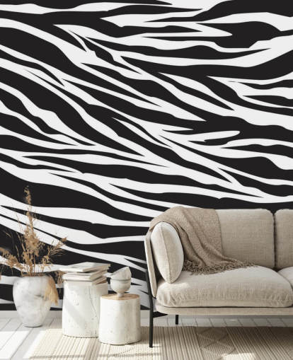 Black and White Zebra Print Wall Mural
