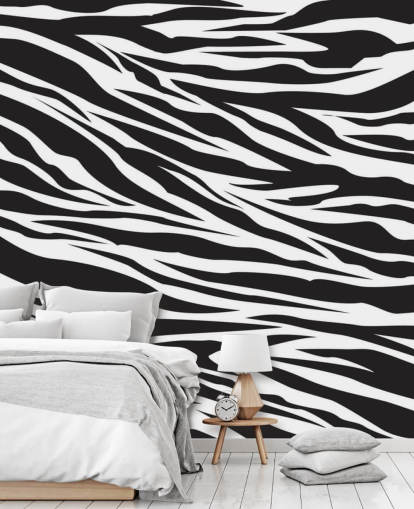 Mural de parede com impressão de zebra preto e branco Mural de parede com impressão de zebra preto e branco