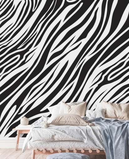 Black and White Zebra Print Wall Mural Black and White Zebra Print Wall Mural