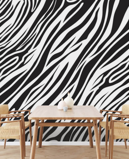 Svart og hvitt Zebra Print Veggmaleri