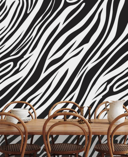 Black and White Zebra Print Wall Mural