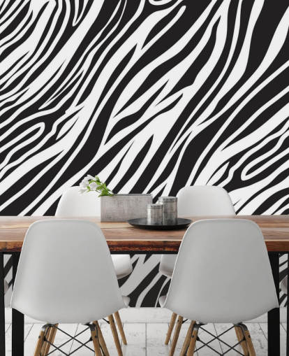 Decorazione murale con stampa zebrata in bianco e nero