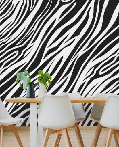 Black and White Zebra Print Wall Mural