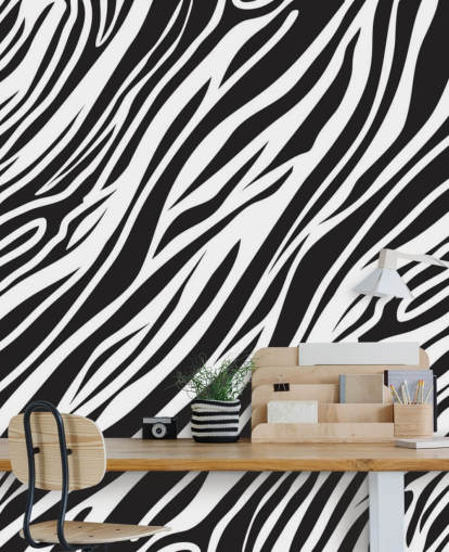 Black and White Zebra Print Wall Mural Black and White Zebra Print Wall Mural