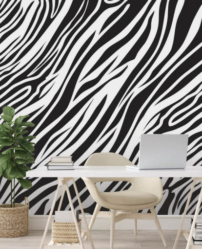 Svart og hvitt Zebra Print Veggmaleri