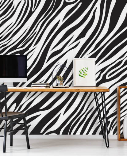 Svart och vitt Zebra Print väggmålning