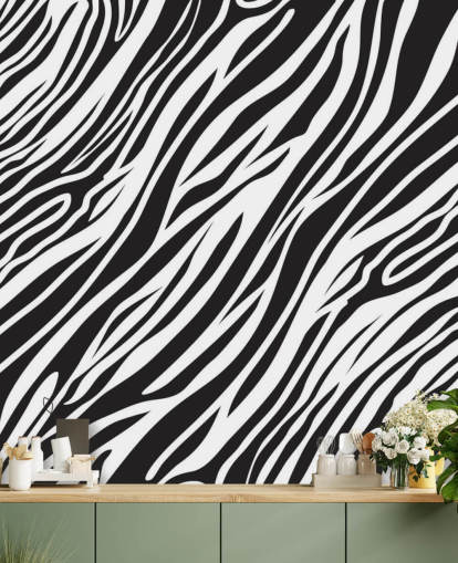 Svart och vitt Zebra Print väggmålning